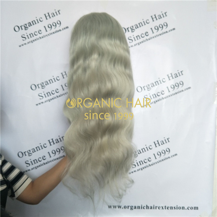 Wholesale glueless full lace human hair wigs Ice Green X38